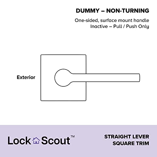Lock Scout Straight Lever with Square Trim Dummy Door Handle, Matte Black Finish by Lock Scout - Image 2