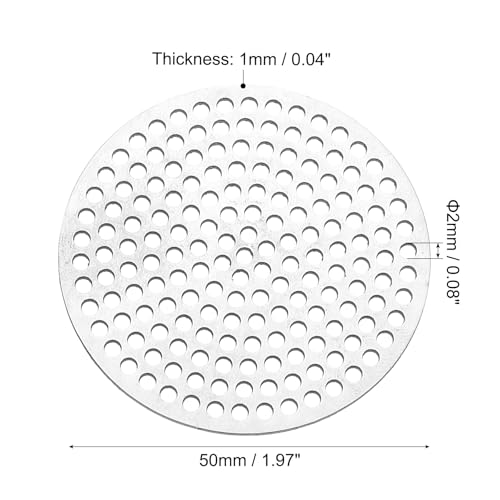 PATIKIL 2 Durchmesser 304 Edelstahl Lochblech, 0,08 Loch 19GA Expanded Metal Mesh Runde Scheibenplatte Bildschirm Dekorative Netze für Belüftungsgitter Rauchen, Silberton