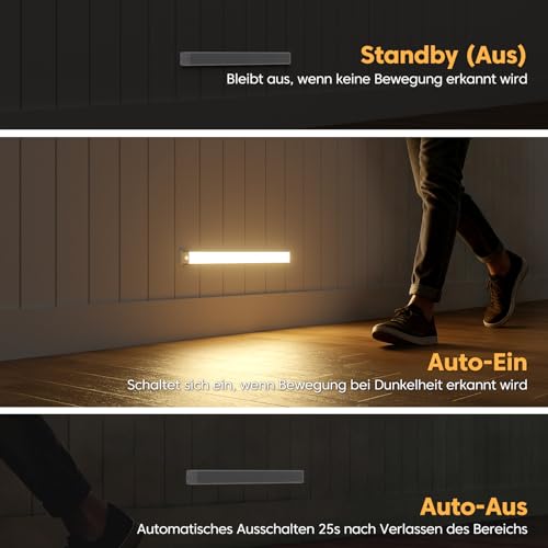 Schrankbeleuchtung mit Bewegungsmelder 25 cm (3er-Set), 3-Farbtemperaturen – Ansicht 5