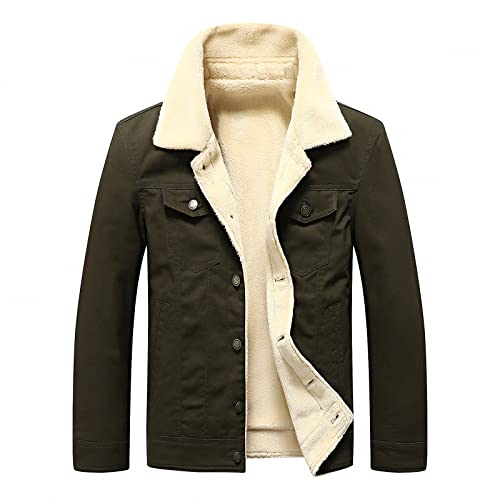 Men Jackets Fall Winter Fleece Windbreaker Warm Lapel Button Down Coat - image 1