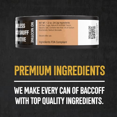10 Cans, BaccOff, Smooth Peach Long Cut, Sweet Tea Base with Tart Peach Undertones, Realistic Moist Alternative