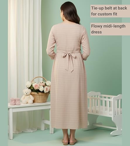 Image of DUMMY SHAPE Feeding Kurtis for Women Cotton Blend | Printed Pregnancy Flare Kurta with Dual Nursing Zippers to Pre & Post Partum | Maternity Dresses | Gifts for Pregnant Woman