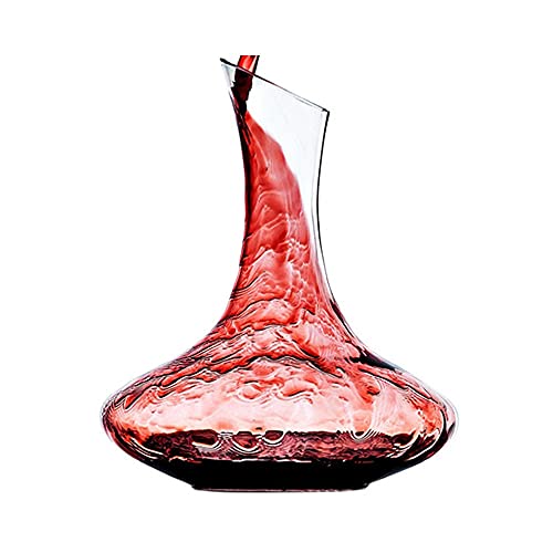 SkySnow Decanter per Vino con Tappo di Sughero, 1.5L Decantatore di Vino Aeratore Caraffa, Caraffa per Vino Rosso in Vetro, Caraffa di Cristallo 100% Senza Piombo, Accessori Vino da Regalo