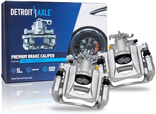 Image of Detroit Axle - Rear Brake Kit for Chrysler Town&Country Dodge Grand Caravan | VW Routan, Drilled Slotted Brake Rotors Brake Calipers Ceramic Brake Pads Replacement 12 inch inch Rear Rotor