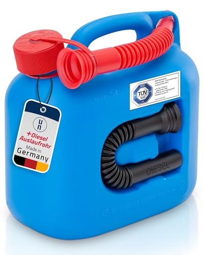 Hünersdorff Premium Fuel Canister 5 L for Petrol, Diesel and Other Dangerous Goods, UN Approval, Made in Germany, TÜV-Tested Production, Blue