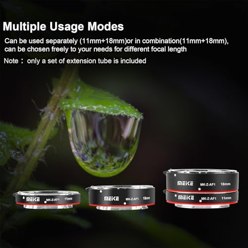 Meike - Juego de Tubos de extensión Macro de Enfoque automático (11 mm + 18 mm) Compatible con Nikon Z5 Z6 Z6II Z7 Z7II Z50 - imagen 6