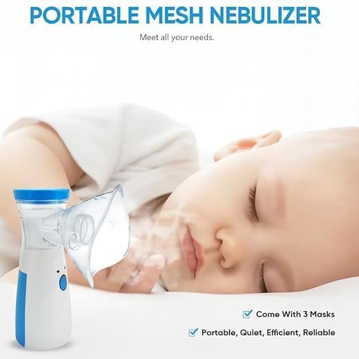 Image of Portable Nebulizer & Humidifier for Baby & Adults | Compact, Silent, Self-Cleaning Machine with Long Battery Life | Effective for Asthma, Cough, Sinus & Allergy Relief at Home