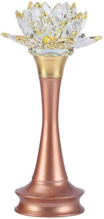 Mascot Desktop Decoration Buddhist Utensils Religious Pray Sacrificial Supplies 水晶莲花灯供佛灯插电子灯一对家用神台观音灯佛前七彩长明灯 1Pcs(6寸/对高15.5厘米)