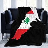 DJNGN Manta de Lana de Franela ultrasuave con Mapa de Bandera libanesa para Todas Las Estaciones, Manta cálida para Sala de Estar/Dormitorio