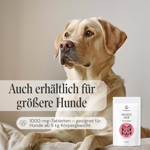 Sensipharm Inconti Stop - Inkontinenz & Blasenschwäche bei Katzen, kleinen Hunden, Meerschweinchen & Kaninchen - pflanzliche Blasen- & Harnwegshilfe bei Harnverlust - 90 Tabletten à 250 mg