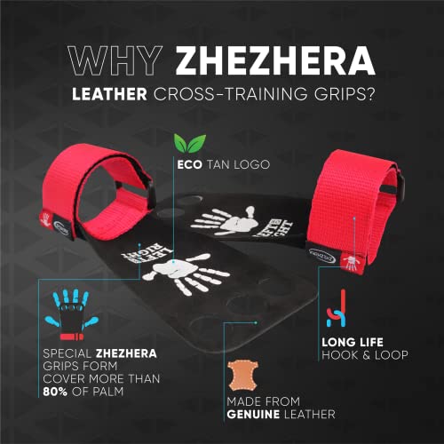 Zhezhera Leather Hand Grips | 3 Hole Grips With Wrist Wraps For Weight Lifting, Pull-Ups, Gymnastics, Kettlebells & Cross-Training | Great Hand Protection | Unisex (Sold In Pairs) (Medium, Black) #TOP4