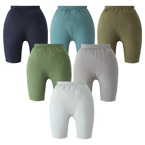 Baby Pants 6-Pack | Muslin Jogger Pants & Baby Sweatpants for Boys & Girls | 100% Cotton Infant Bottoms | Elastic Waist