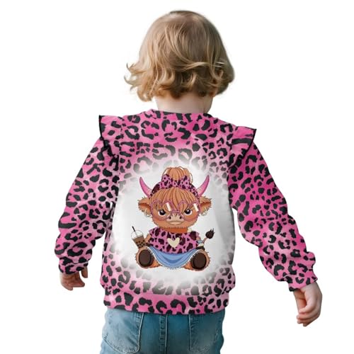 Pullover Sweatshirt 1-8 Y Ruffle Shoulder Sweaters Long Sleeve Shirt for Girls Soft Crewneck Tops2