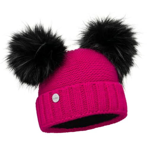 Bonnet d'hiver femme chaud et doublé polaire avec deux pompons doux