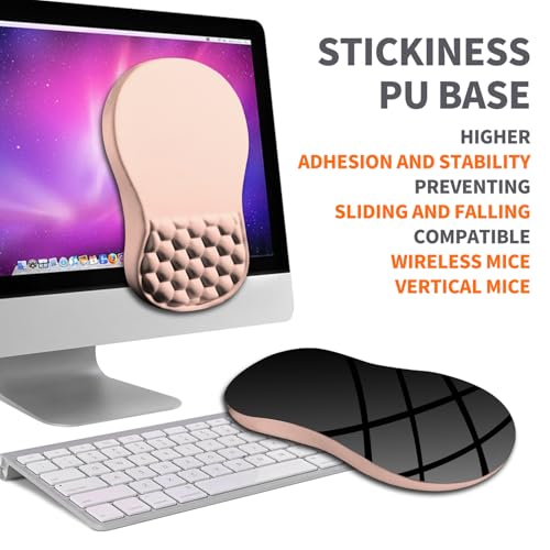 Image of Ergonomic Joint Wrist Support Mouse Pad with Memory Foam Cushion Massage Bump, Carpal Tunnel Pain Relief Mousepad Slope Design for Wrist Rest, 11.8x7.9 in, Rose Pink