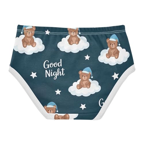 Toddler Underwear Floral 2t Cotton Panties for Girl Pattern Briefs Undies Kids Cute Brown Bears White Clouds2
