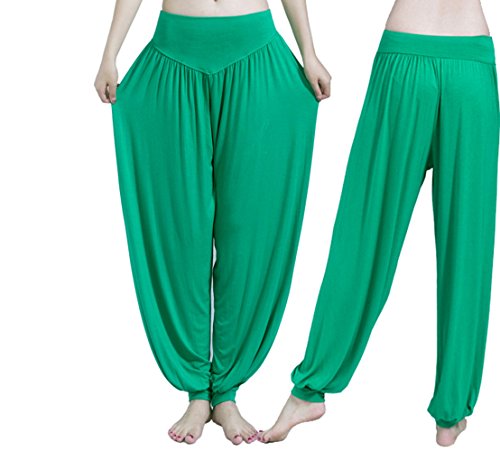 Hippolo - Cómodo pantalón bombacho tipo yoga para mujer verde verde xx-large