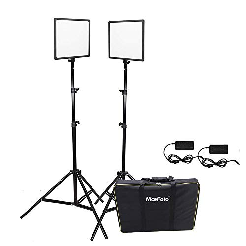 Kit Iluminação Led Super Slim NiceFoto SL307 50W de 3200-6500K para Estúdio Fotográfico (Tripés e Fo