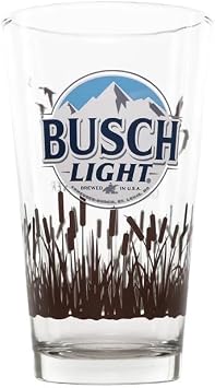 Busch Ducks Pint Glass, Mountain Logo with Cattails Design, 16 oz