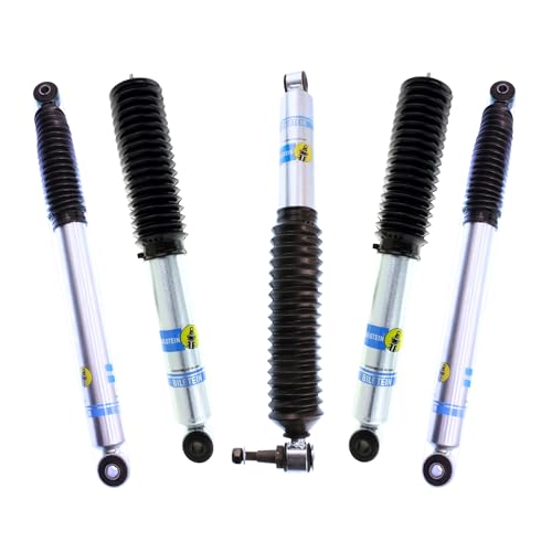 Bilstein Set of Front & Rear B8 5100 Series Shocks + Steering Damper Compatible with 2001-2010 Silverado/Sierra 2500 HD with 2-2.5 Front & 2 Rear Lift | Easy Installation | Built to Last