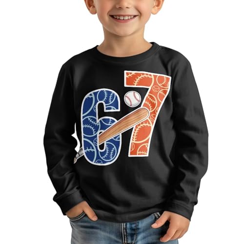 Gzzxiailg Youth Boys Girls 67 Meme Soft T-Shirt Sports Play Undershirt Long Sleeve Fashion Athletic Shirts Soccer Workout Baselayer Basketball Tennis Tops Baseball