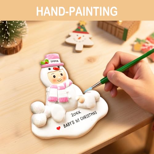 Image of iDIY Personalized Baby's First Christmas Ornament - 2025 Baby Girl Pink Resin Ornament, Custom Christmas Tree Decorations, 1st Xmas Ornament Keepsake Gift for Newborn Baby - Custom Name & Year
