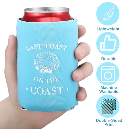 Image of 12 Count Last Toast Coast Beach Can Sleeves, 4 x 2.4 Inches