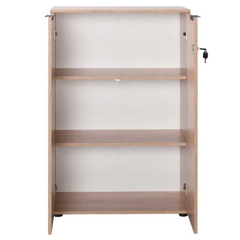 BAKAJI Meuble 3 étagères Maison Bureau Porte-Documents avec clé Module, Chêne Naturel, Small