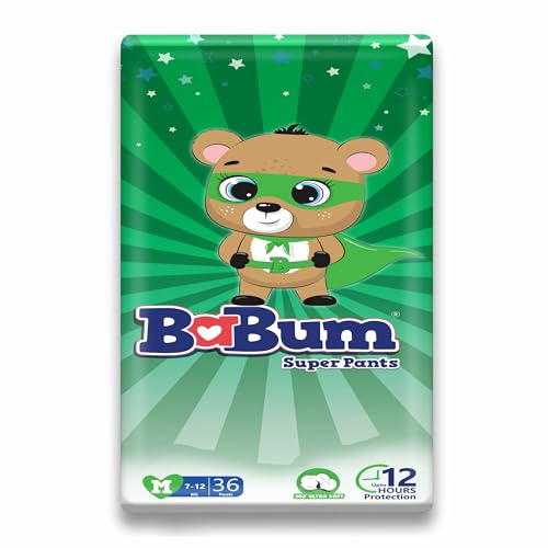 Image of Babum Baby Premium Diapers | Medium-36 counts | Wetness Indicator | Anti Rash | up to 12 hrs Absorption |7-12 Kg | Soft & Comfortable