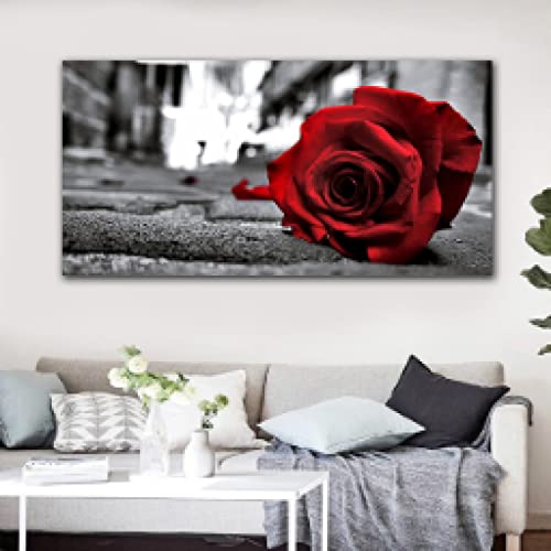 Affiches pour chambre maison décoration murale fleur toile peinture rouge rose
