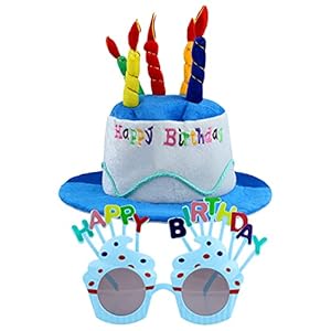 Happy Birthday Geburtstagshut,Partyhüte Erwachsene Geburtstagshut mit Geburtstagsbrille Plüsch Partyhut Erwachsene…