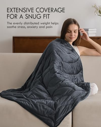 Image of Kaisa Weighted Lap Blanket 5 lbs 41 inch x 53 inch, Cozy Luxury Crystal Velvet Small Weighted Blanket for Adults, Portable Travel Weighted Blanket for Relaxation, All-Season Blanket, Machine Washable, Gray