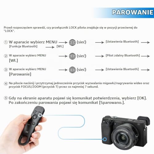 JJC Bezprzewodowy pilot Bluetooth do Sony A7 IV III a7S III a7C a7R V IV III a1 a9 a9 II RX0 II RX100 VII ZV-E10 ZV-1 ZV-1F a6400 a6600 Kamera, miejsca do Sony RMT-P1BT