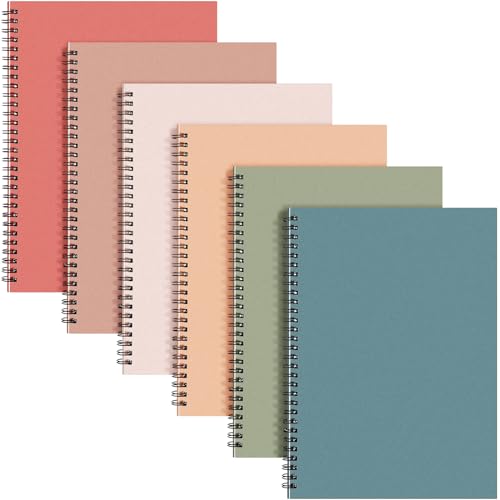 Fuutreo 6 cuadernos en espiral para el trabajo B5 de 10.5 x 7.45 pulgadas, cuaderno de espiral con rayas universitarias, cuaderno de papel kraft, 70 hojas, 140 páginas para escuela, estudio, oficina