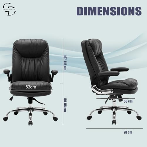 Image of ERGOLUX Premium Office Chair | Ergonomic High Back Boss Chair for Home Office, Home Office & Study | Height Adjustable Office Chair with Chrome Base | 1pc (Black)