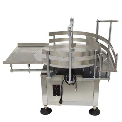 HayWHNKN Desktop Bottle Unscrambler Distributing Machine Automatic Bottle Transfer Conveyor Distributing Machine Round Accumulation Table Bottle Turn Table Rotary 23.6inch