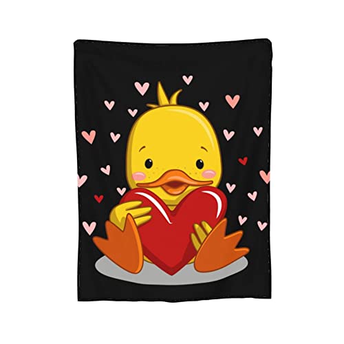 Perinsto Cute Duck With Heart Throw Blanket Ultra Soft Warm All Season Decorative Fleece Blankets For Bed Chair Car Sofa Couch Bedroom 50"X40" #TOP7