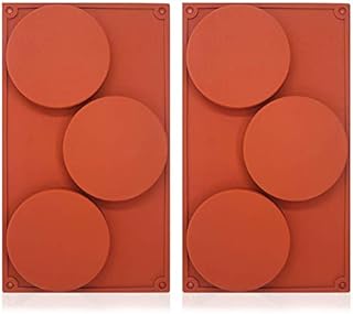 2PCS 3-Cavity Large Round Disc Cake Moulds Silicone Resin Coaster Mould Candy, Pie, Custard, Mousse Cake Pan Baking Molds