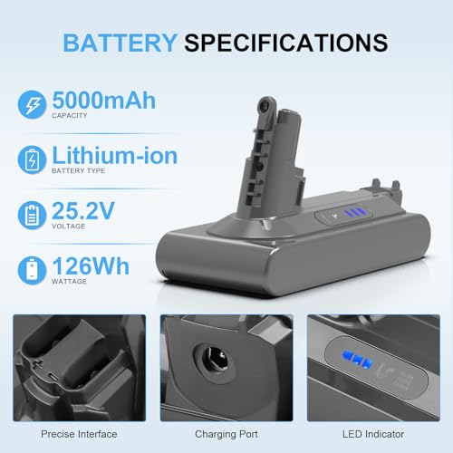Image of V10 Battery Replacement for Dyson V10, 25.2V Li-ion Battery Perfectly Compatible with V 10 Cyclone V 10 Animal /v 10 Absolute /V10 Fluffy /V-10 Motorhead V-10 Allergy Total Clean Series Vacuum