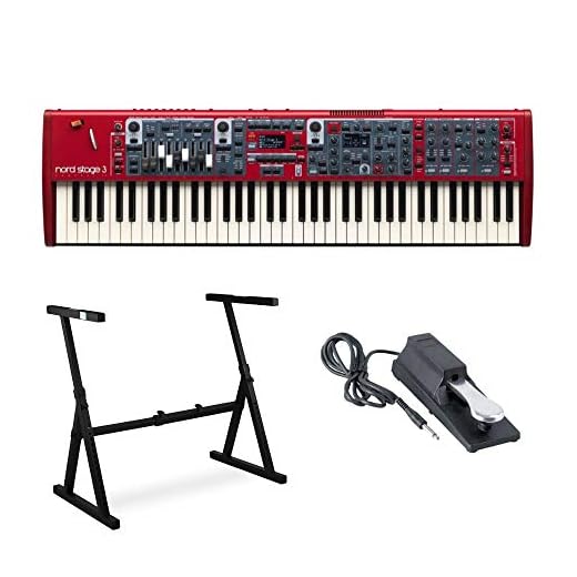 Nord Stage 3 Compact 73 Key Semi-Weighted Keyboard with Physical Drawbars Bundle with Z-Style Electronic Keyboard Stand and Sustain Pedal (3 Items)