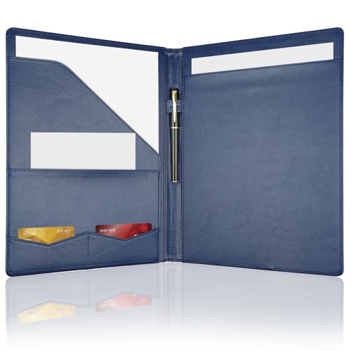 Image of Professional Padfolio Portfolio Binder, Faux Leather, Blue