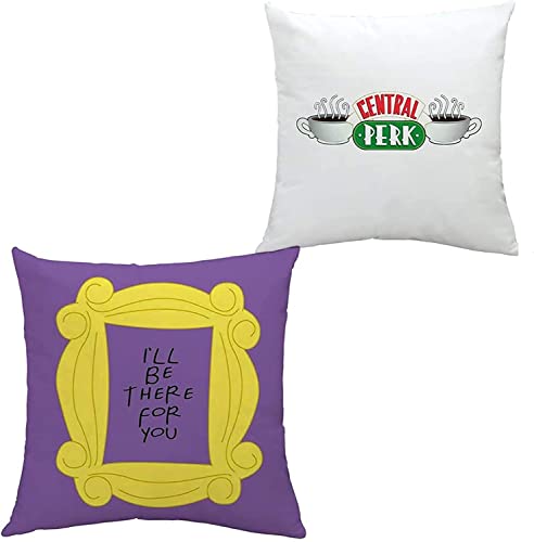 Bynnon Friends Gifts Friends Theme Merchandise Throw Pillow Covers Frame Yellow Peephole Handmade Door Frame-Central Perk Coffee Time Souvenir Cushion Cover for Fans
