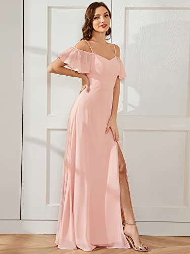 Image of Ever-Pretty Women's Formal Dresses Off Shoulder Short Sleeve Split A-Line Floor Length Bridesmaid Dresses 0237