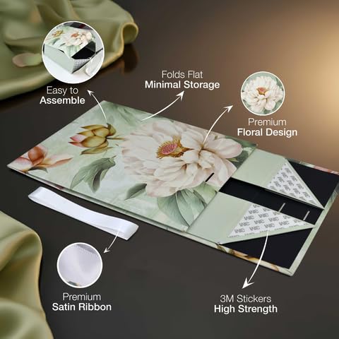 Image of RBS - MEDIUM Empty Gift Box 26x26x10cm Decorative Flower Gift Boxes for Presents (1 Pack) Box for Gift Packing Multipurpose Hamper Cardboard Box for Gift All Occasion (M-Bloomfinity)