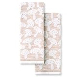 Martha Stewart Woodland Harvest Jacquard Mushrooms Kitchen Towel 2-Pack Set, 100% Cotton with Absorbent Honeycomb Texture, Decorative Kitchen Towels, Brown, 16"X28"