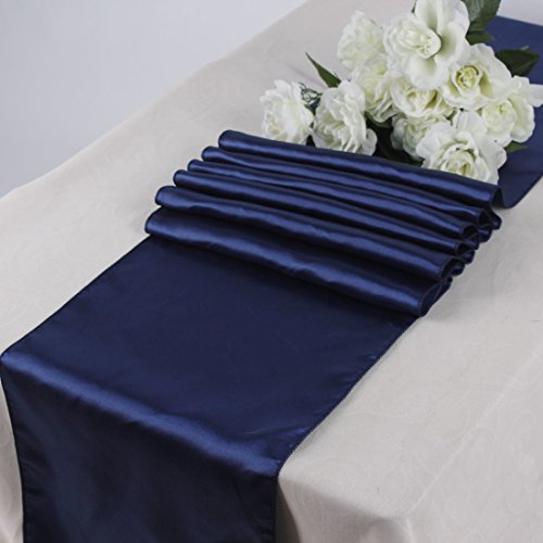 Events n Fabrics ENF Lot DE 10 Chemin de Table en Satin pour Mariage Banquet Fête Décoration de Cas, Satin SR24- Navy Blue