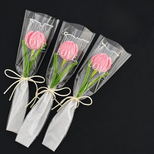 Image of SATYAM KRAFT 1 Pcs Artificial Tulip Flower Korean Style Bouquet for Him Her Girlfriend Boyfriend Wife Husband | Romantic Decor for Anniversary, Birthday, Home Decor (Pink)