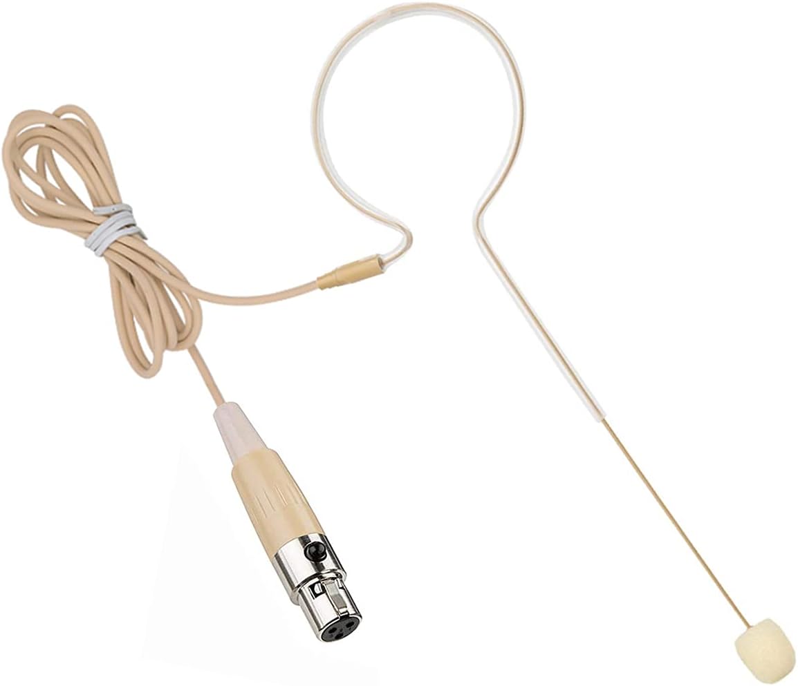 Headset Microphone Single Ear Earset Headworn Over Ear Hanging Condenser Omnidirectional Mic Compatible with AKG Wireless System Bodypack Transmitter with 1.2m Cable Mini XLR 3 Pin TA3F Plug