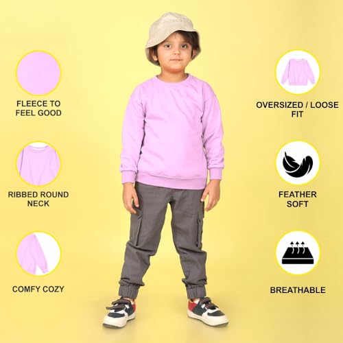 Image of Nusyl Boy's Black Solid Crew /Round Neck Sweatshirt |Skin Friendly Full Sleeve Sweatshirt|Drop Shoulder Oversized Sweatshirt | Round Neck Sweatshirt Oversized Fit Long Sleeves |