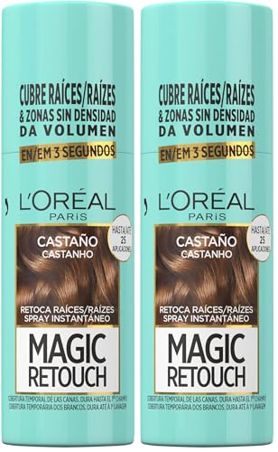 L'OREAL PARIS Magic Retouch Spray Retoca Raíces y Canas Castaño 75ml (Paquete de 2)